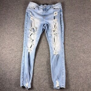 Hollister Jeans‎ Distressed Curvy High Rise 19R W34 L30 Light Blue